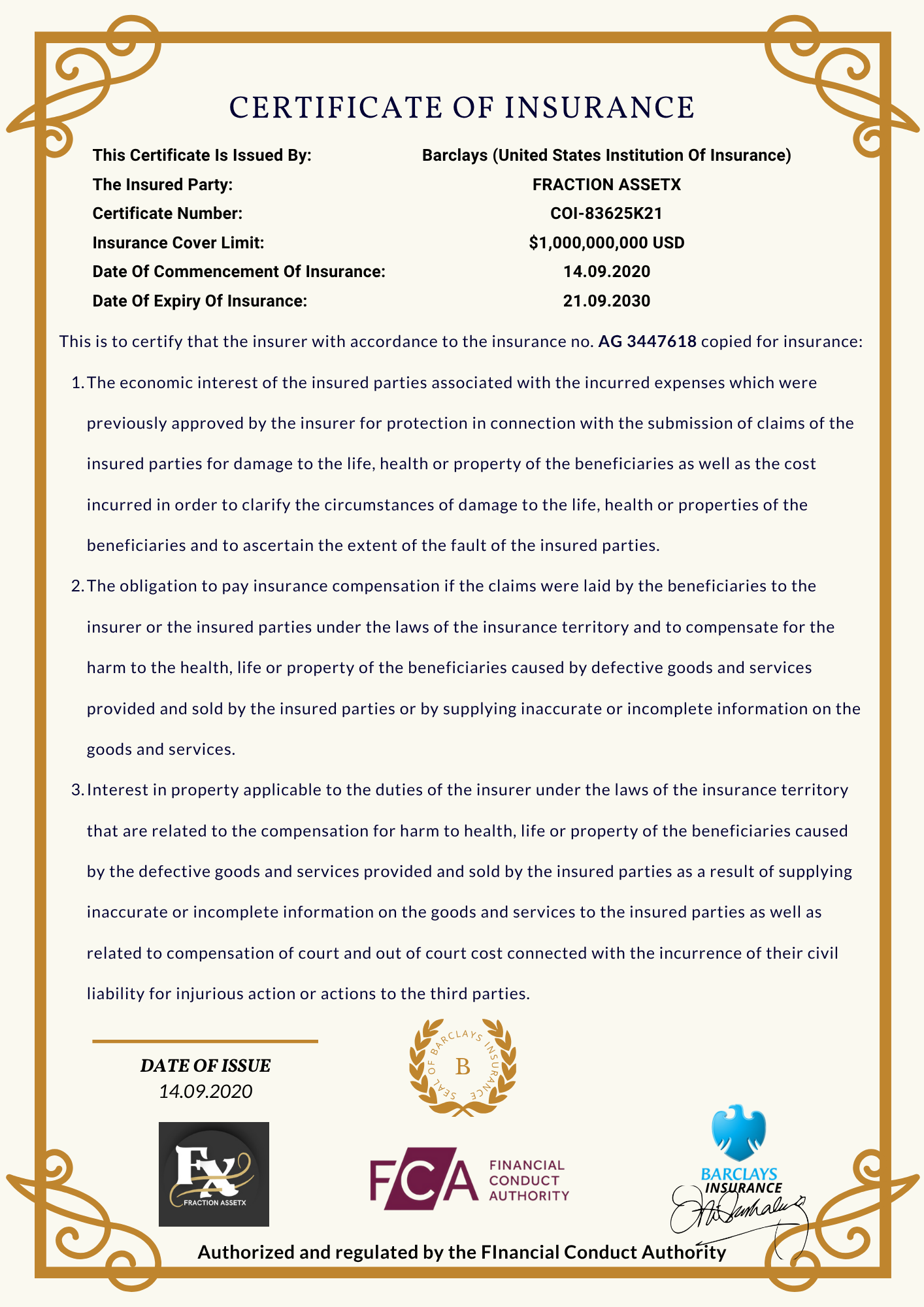 Certificate Of Insurance