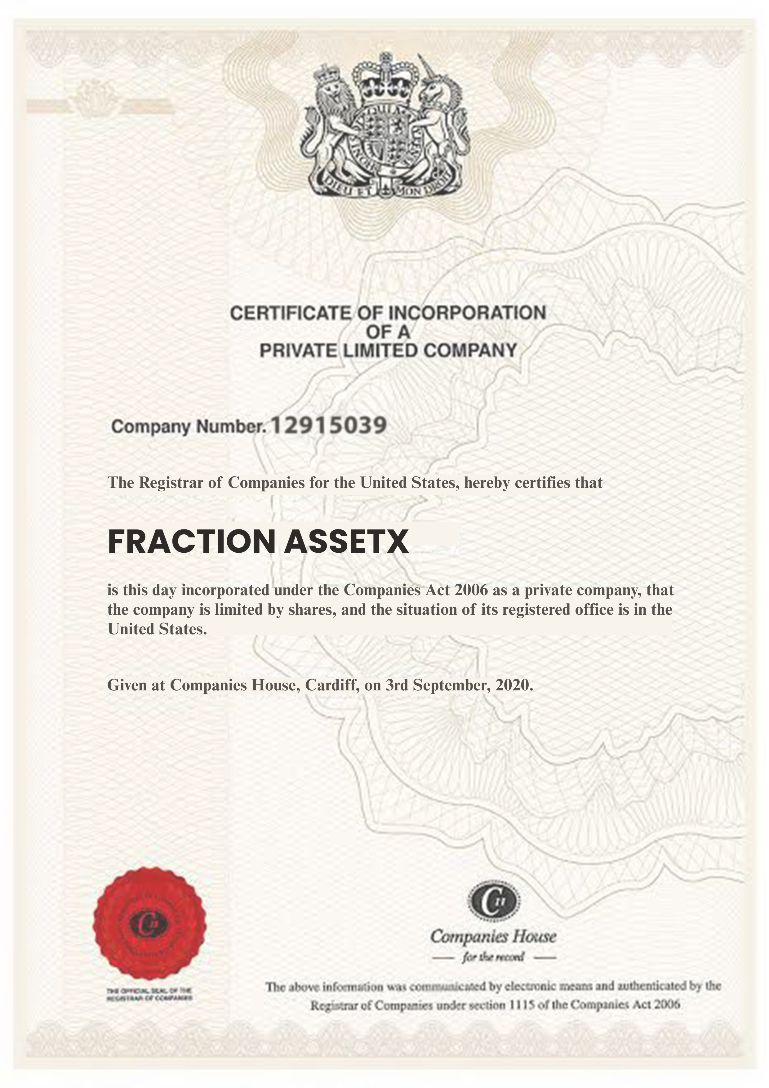 Certificate Of Incorporation